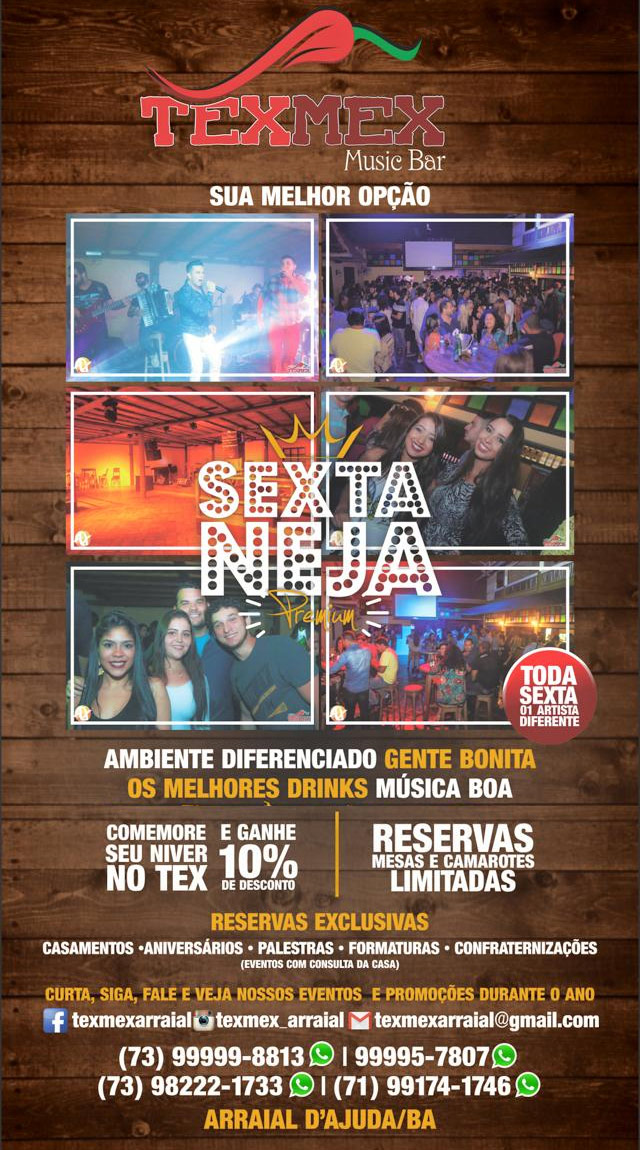 Cartaz  - TexMex Music Bar - Rua du Mucug, 250, Sexta-feira 30 de Junho de 2017