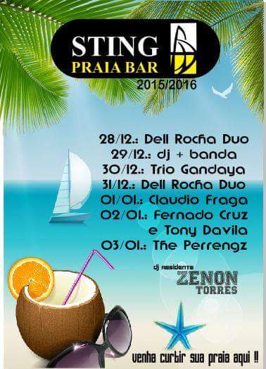 Cartaz   Sting Praia Bar - Estrada da Balsa, 1937 - Praia de Araape, Quinta-feira 31 de Dezembro de 2015