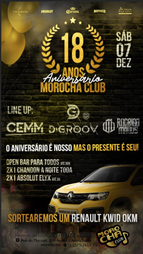 Cartaz   Morocha Club - Estrada do Mucug, 290, Sábado 7 de Dezembro de 2019