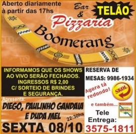 Cartaz   Boomerang - Estrada para Trancoso, Sexta-feira 8 de Outubro de 2010