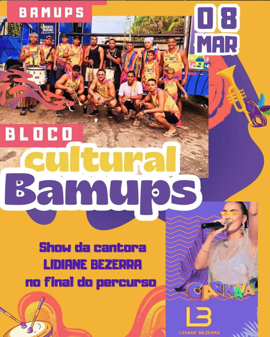 Cartaz   Carnaval Cultural - Sede do Bampus - Campo do Baiano, Sábado 8 de Março de 2025