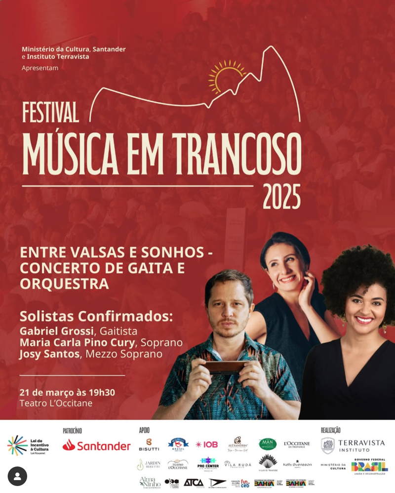 Cartaz   Teatro L'Occitane -  Complexo Terravista - Estrada Municipal de Trancoso, Km 19, Sexta-feira 21 de Março de 2025