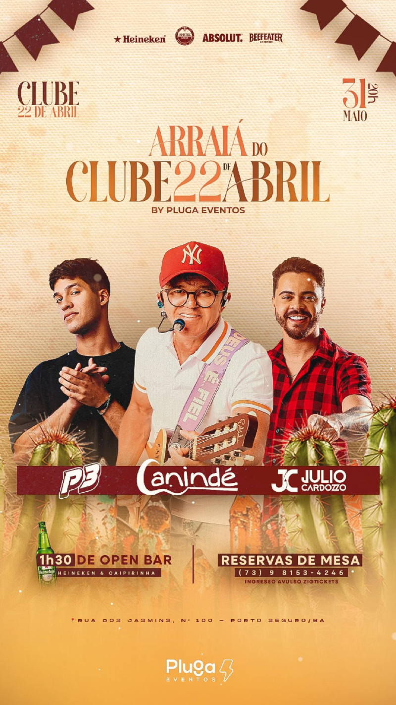 Cartaz   Clube Social 22 de Abril - Rua dos Jasmins - Taperapu, Sábado 31 de Maio de 2025