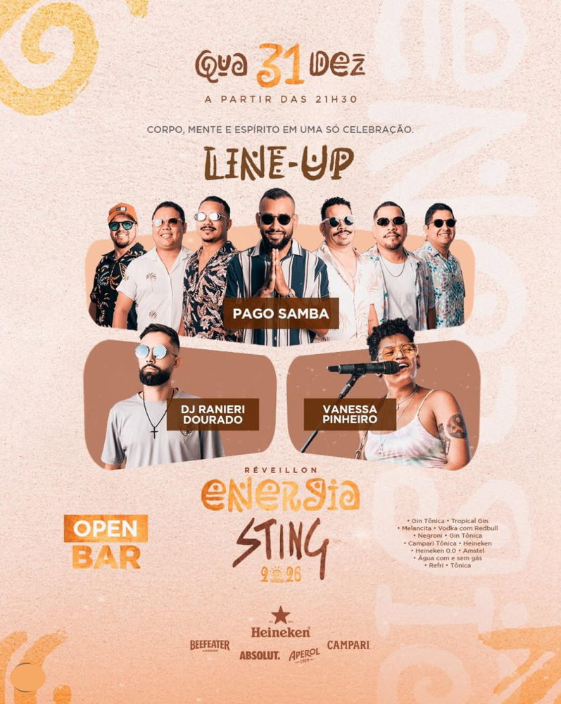 Cartaz   Sting Praia Bar - Estrada da Balsa, 1937 - Praia de Ara�a�pe, Quarta-feira 31 de Dezembro de 2025