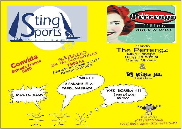 Cartaz   Sting Sports Praia Bar - Estrada da Balsa, 1937, Sábado 24 de Novembro de 2012