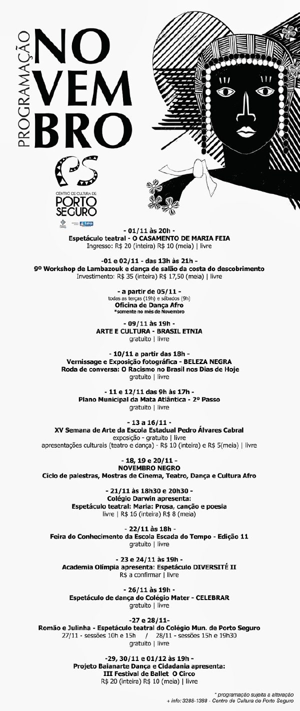 Cartaz   Centro de Cultura - Rua XV de Novembro, Paquet, Domingo 10 de Novembro de 2013