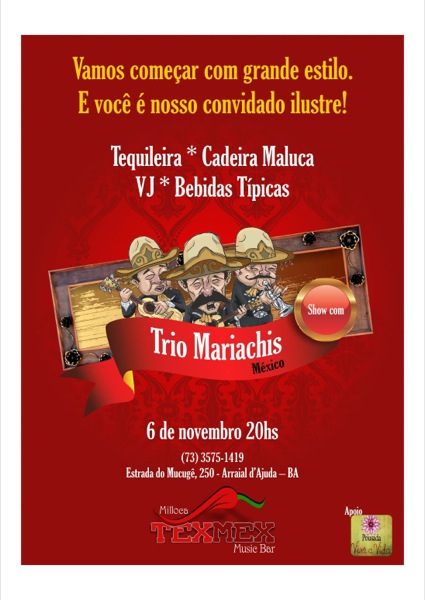 Cartaz   Milloca TexMex Music Bar - Rua du Mucug, 250, Quarta-feira 6 de Novembro de 2013