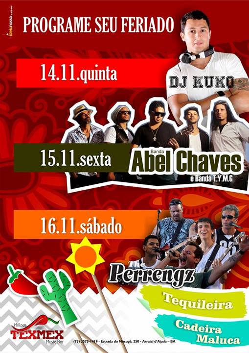Cartaz   Milloca TexMex Music Bar - Rua du Mucug, 250, Quinta-feira 14 de Novembro de 2013
