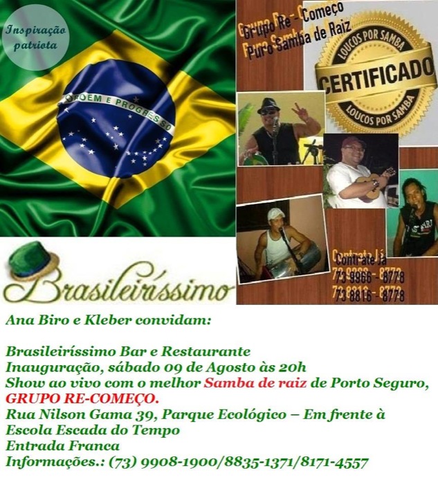 Cartaz   Brasileirssimo Bar e Restaurante - Rua Nilson Gama 39 - Parque Ecolgico, Sábado 9 de Agosto de 2014