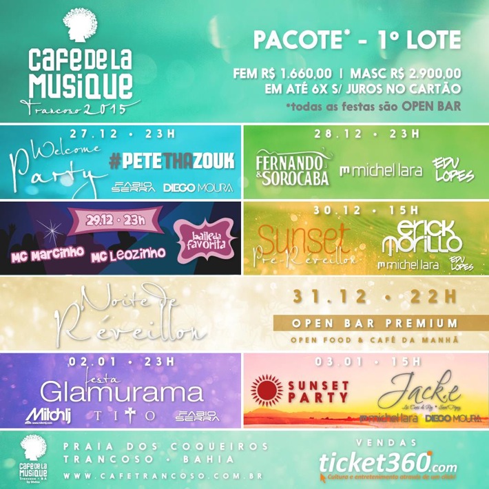 Cartaz   Cafe de la Musique - Praia dos Coqueiros, Quarta-feira 31 de Dezembro de 2014