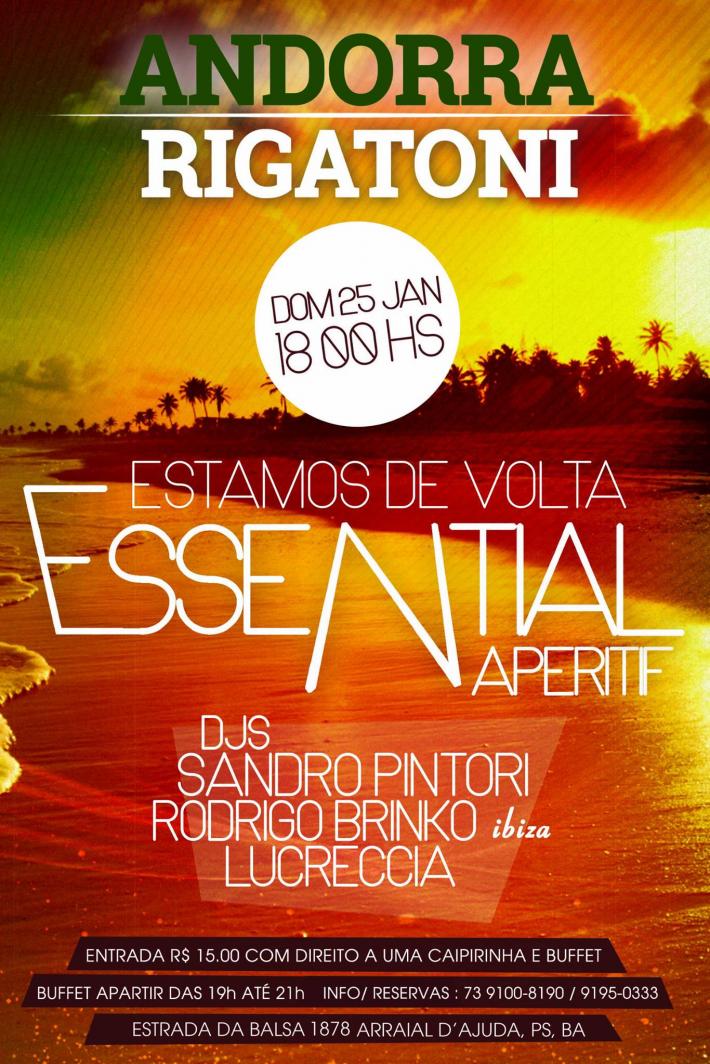 Cartaz   Andorra Rigatoni - Estrada da Balsa 1878, praia de Araaipe, Domingo 25 de Janeiro de 2015