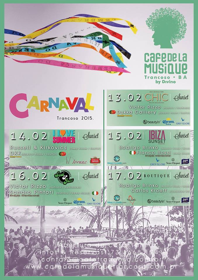 Cartaz   Cafe de la Musique - Praia dos Coqueiros, Segunda-feira 16 de Fevereiro de 2015