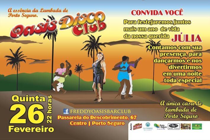 Cartaz   Oasis Disco Club - Rua Assis Chateaubriand, 67 - Centro (Passarela do Descobrimento) , Quinta-feira 26 de Fevereiro de 2015
