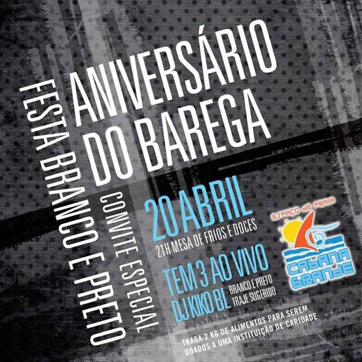 Cartaz   Cabana Grande - Estrada da Pitinga - Praia do Parracho, Segunda-feira 20 de Abril de 2015