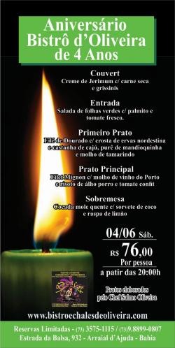 panfleto Bistr d'Oliveira 4 anos